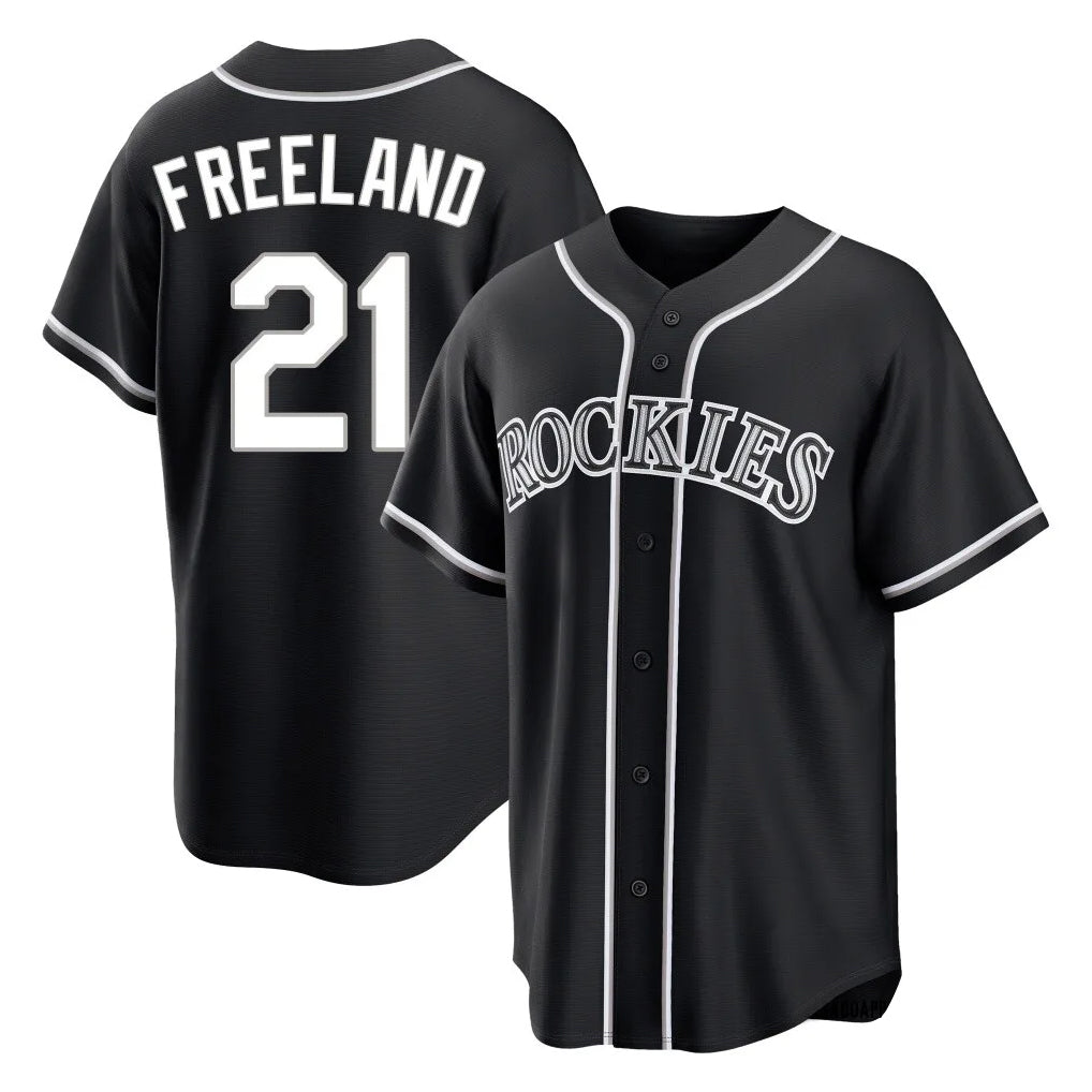 Vanessashop C.Rockies #21 Kyle Freeland Player Black Fashion Out Home Game Stitched Jerseys