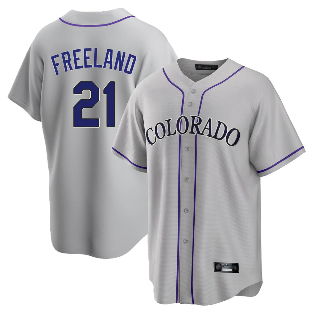 Vanessashop C.Rockies #21 Kyle Freeland Player Gray Game Home Stitched Jerseys