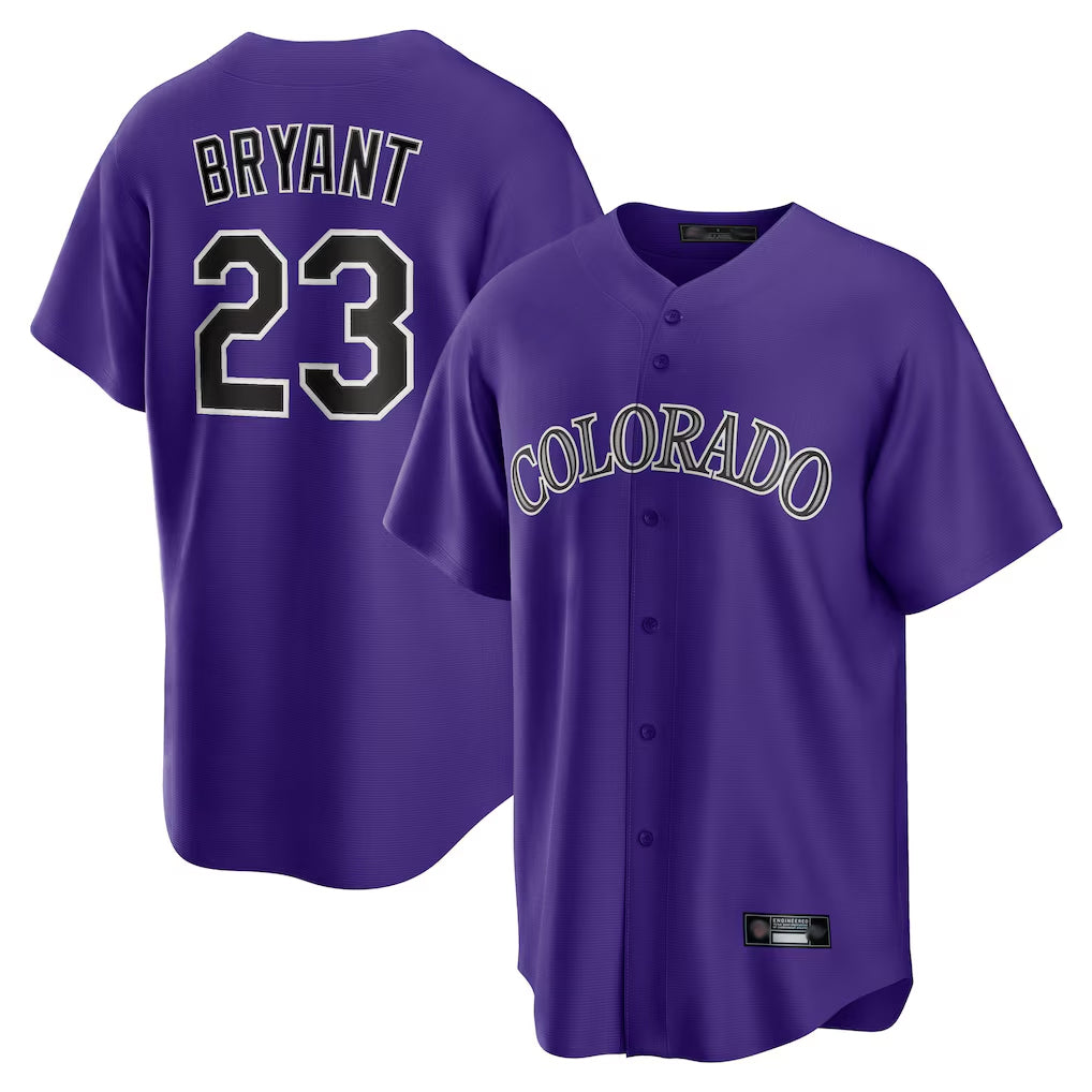 Vanessashop C.Rockies #23 Kris Bryant Player Purple Game Home Stitched Jerseys