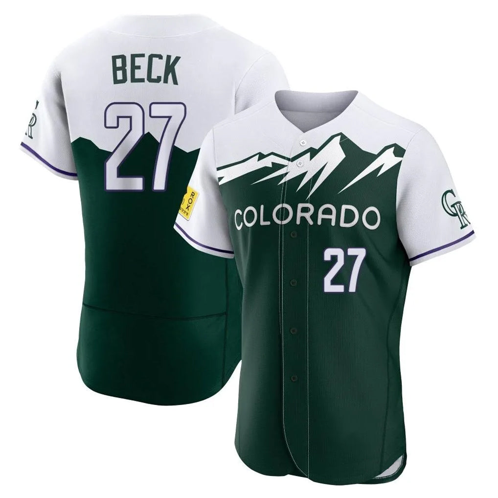 Vanessashop C.Rockies #27 Jordan Beck Player Green City Connect Limited Elite Home Stitched Jerseys