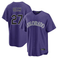 Vanessashop C.Rockies #27 Jordan Beck Player Purple Game Home Stitched Jerseys