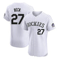 Vanessashop C.Rockies #27 Jordan Beck Player White Limited Elite Home Stitched Jerseys