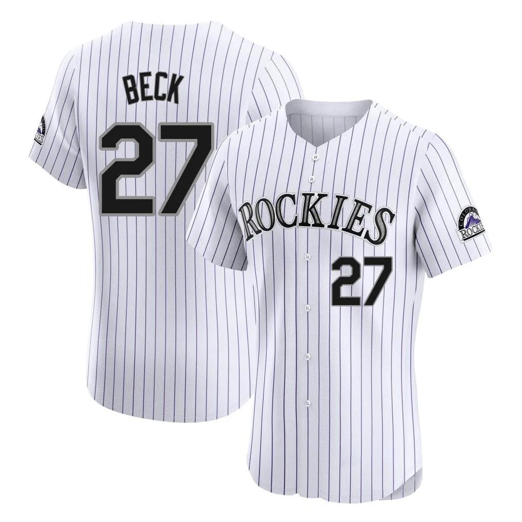Vanessashop C.Rockies #27 Jordan Beck Player White Limited Elite Home Stitched Jerseys