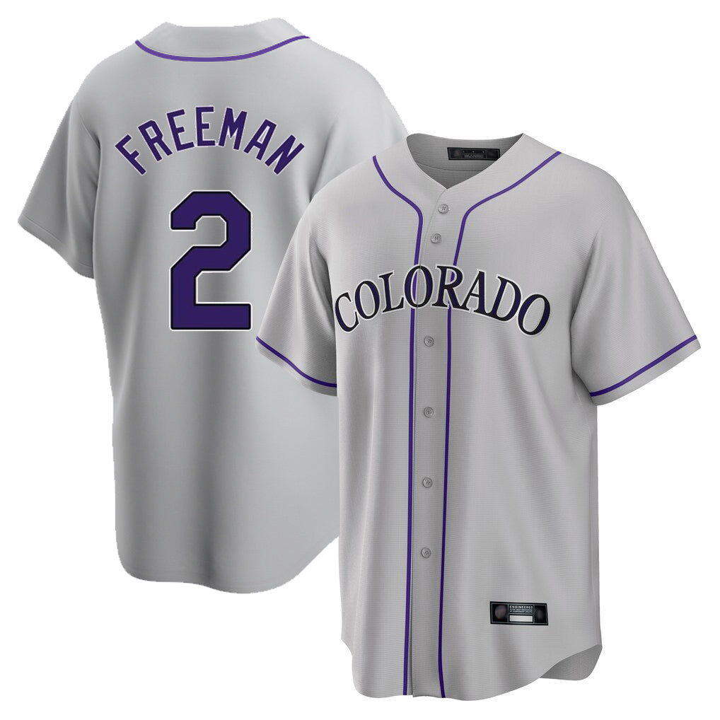 Vanessashop C.Rockies #2 Tyler Freeman Player Gray Game Home Stitched Jerseys