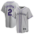 Vanessashop C.Rockies #2 Tyler Freeman Player Gray Game Home Stitched Jerseys