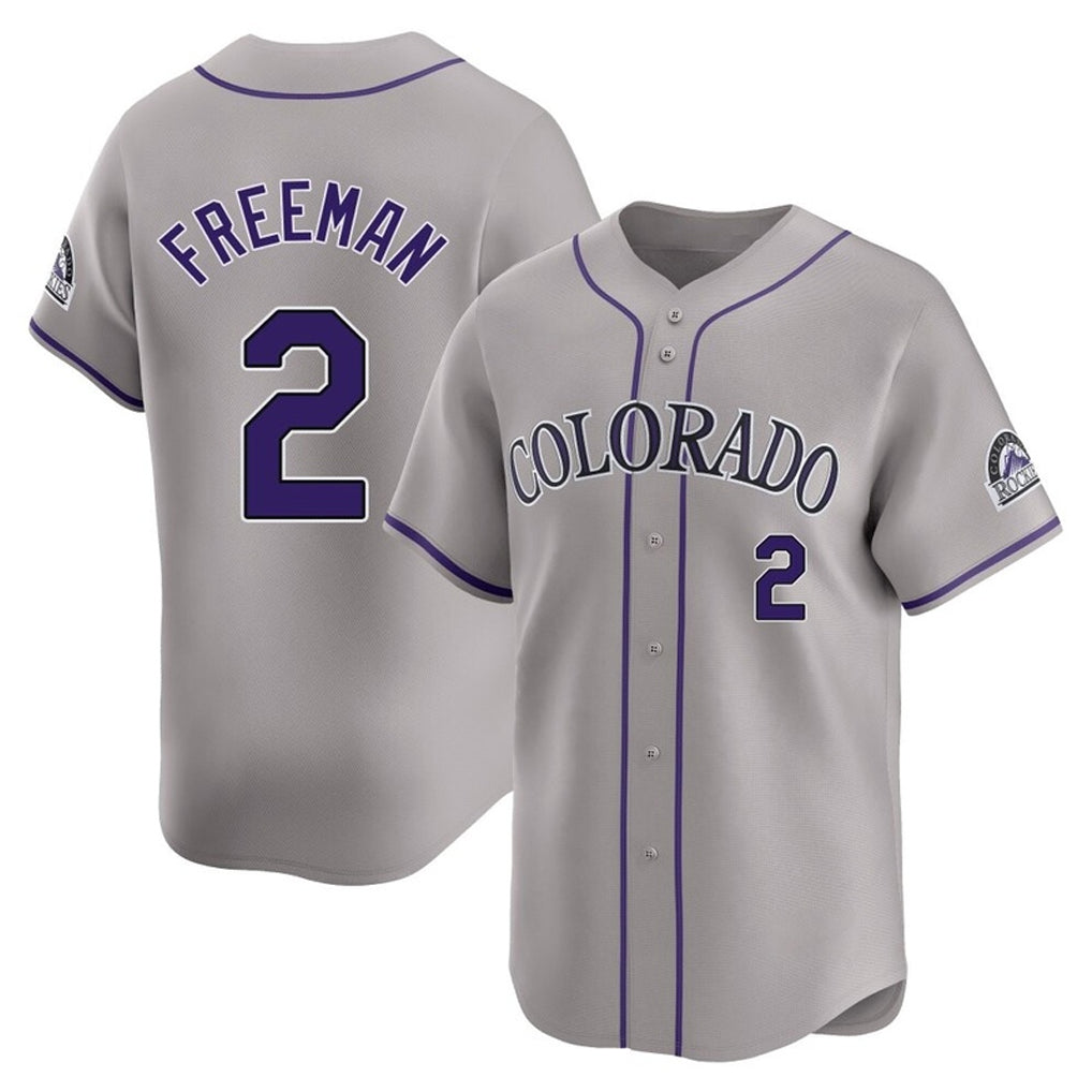 Vanessashop C.Rockies #2 Tyler Freeman Player Gray Limited Home Stitched Jerseys