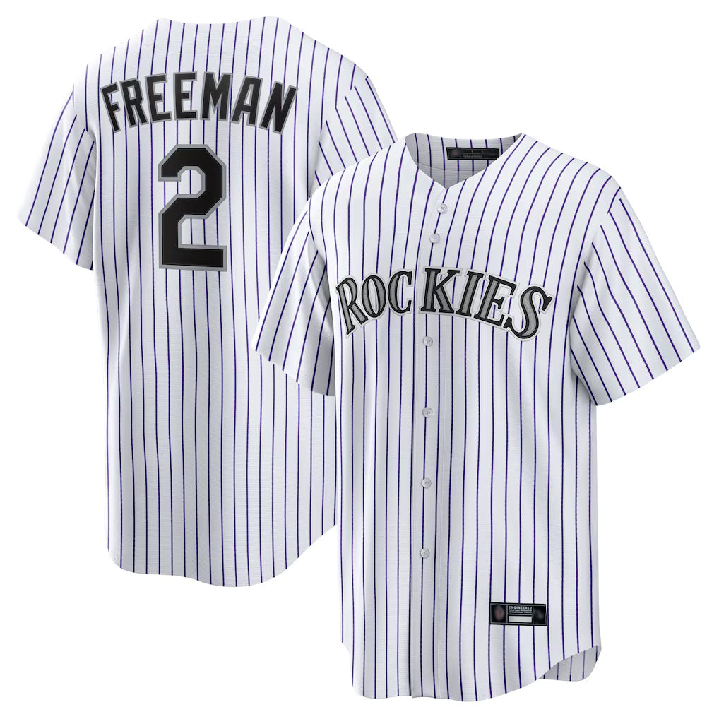 Vanessashop C.Rockies #2 Tyler Freeman Player White Game Home Stitched Jerseys