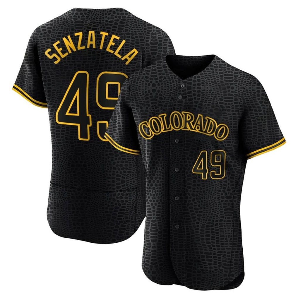 Vanessashop C.Rockies #49 Antonio Senzatela Player Black Snake Skin City Limited Elite Home Stitched Jerseys
