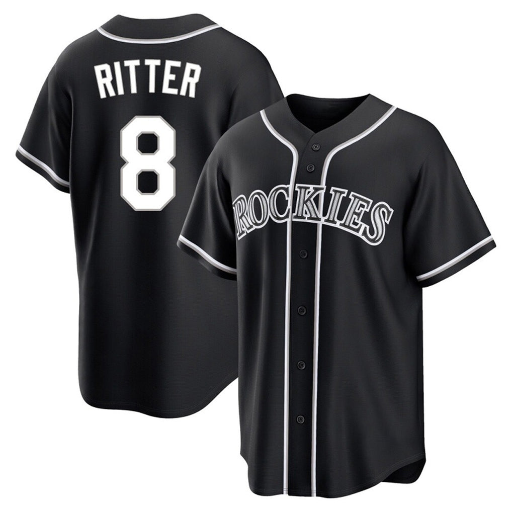 Vanessashop C.Rockies #8 Ryan Ritter Player Black Fashion Out Home Game Stitched Jerseys
