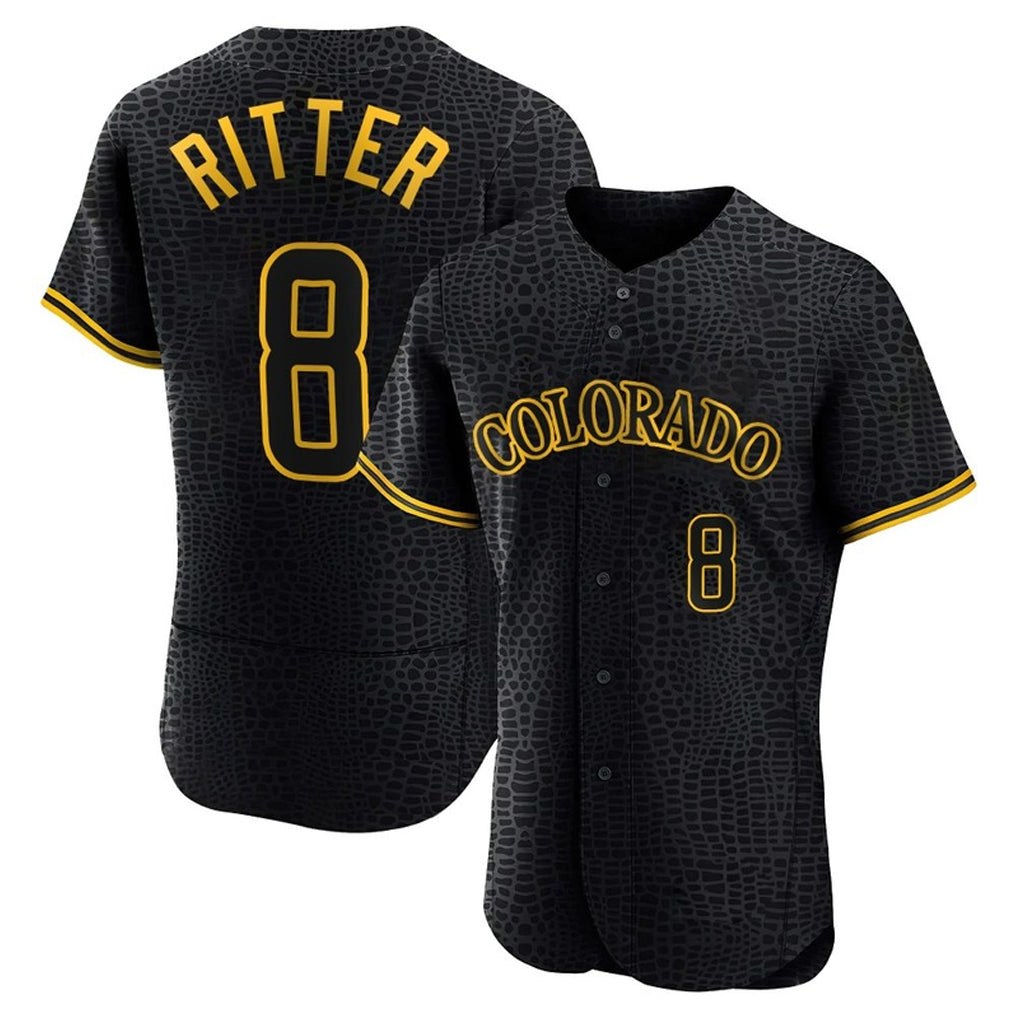 Vanessashop C.Rockies #8 Ryan Ritter Player Black Snake Skin City Limited Elite Home Stitched Jerseys