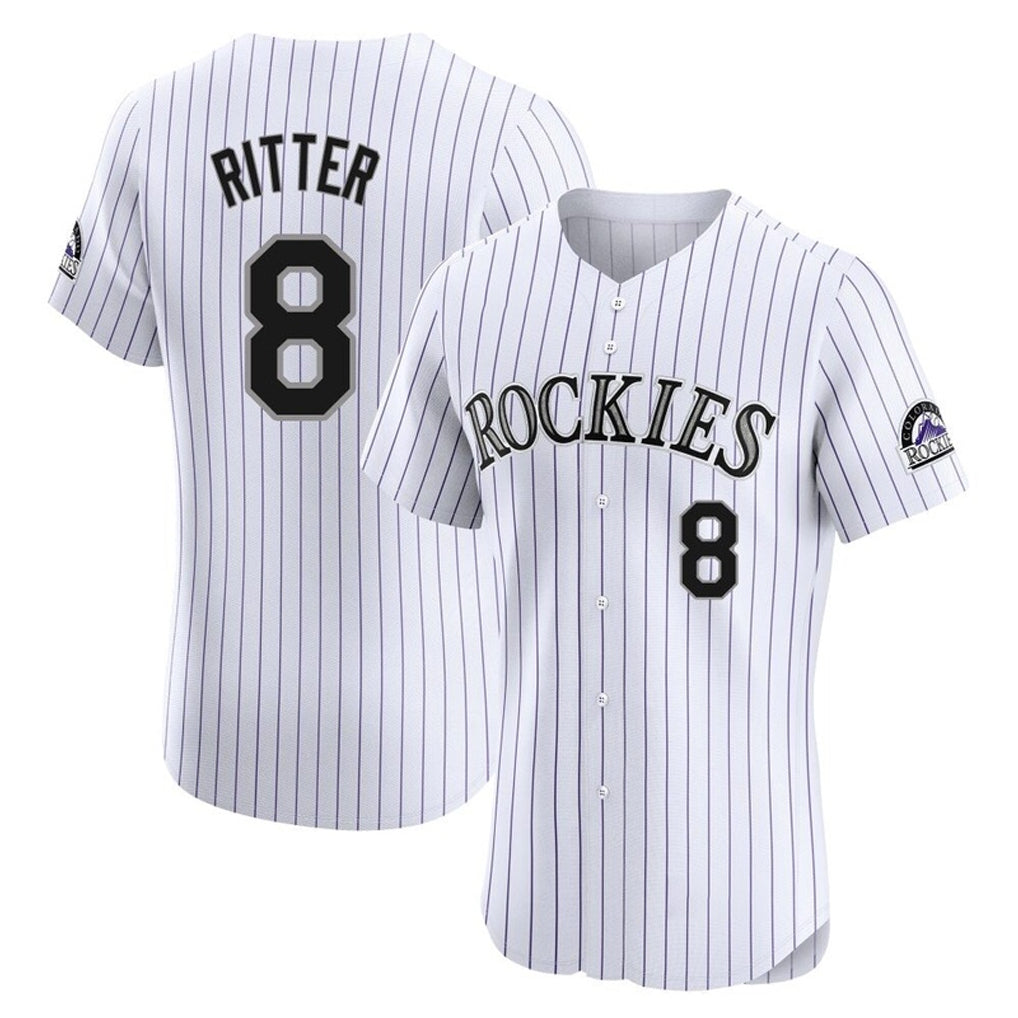 Vanessashop C.Rockies #8 Ryan Ritter Player White Limited Elite Home Stitched Jerseys