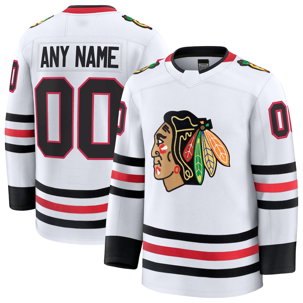 Vanessashop Custom C.Blackhawks White Away Premium Jerseys