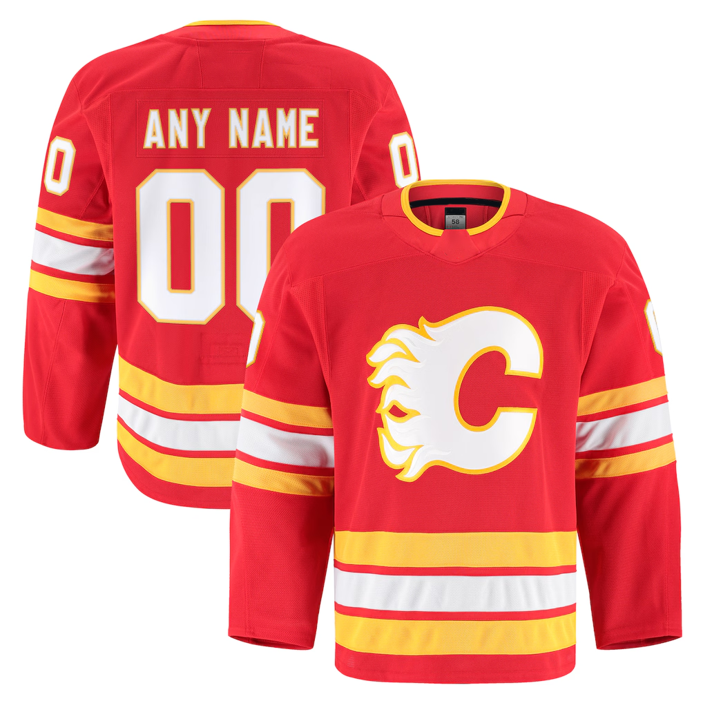 Vanessashop Custom C.Flames Red Home Authentic Pro Jerseys