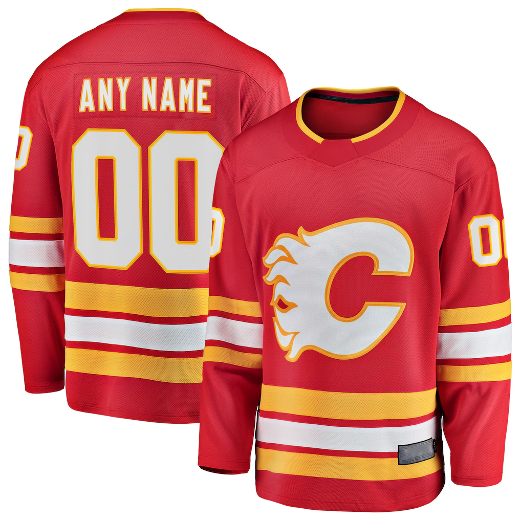 Vanessashop Custom C.Flames Red Home Breakaway Jerseys