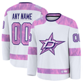Vanessashop Custom D.Stars White 2024 Hockey Fights Cancer Practice Jerseys