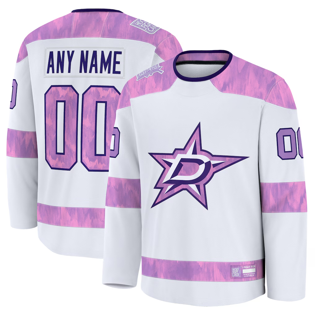 Vanessashop Custom D.Stars White 2024 Hockey Fights Cancer Practice Jerseys