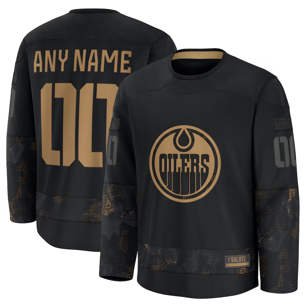 Vanessashop Custom E.Oilers Black 2024 Military Appreciation Practice Jerseys