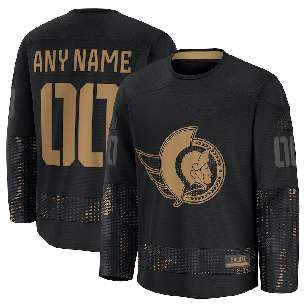 Vanessashop Custom O.Senators Black 2024 Military Appreciation Practice Jerseys
