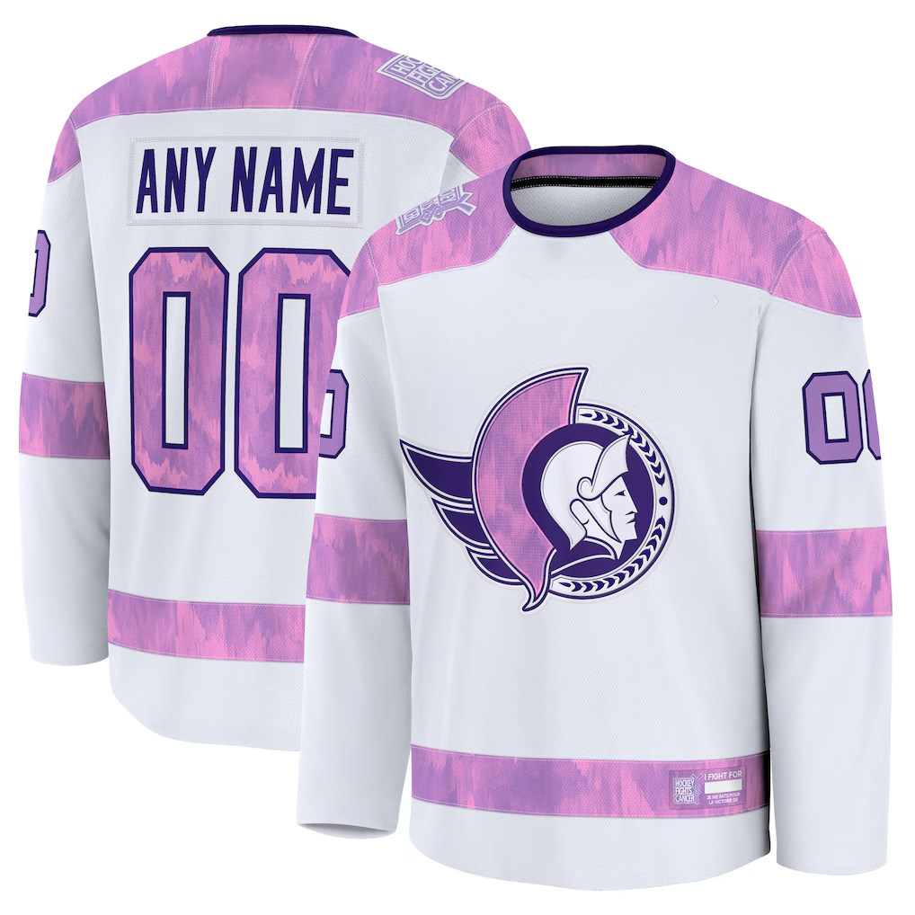 Vanessashop Custom O.Senators White 2024 Hockey Fights Cancer Practice Jerseys