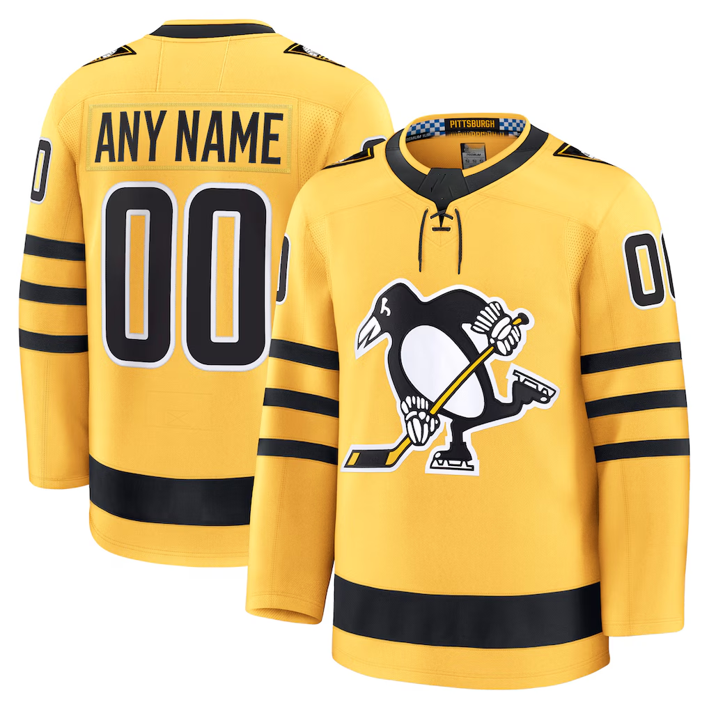 Vanessashop Custom P.Penguins Gold Alternate Premium Jerseys
