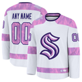 Vanessashop Custom S.Kraken White 2024 Hockey Fights Cancer Practice Jerseys