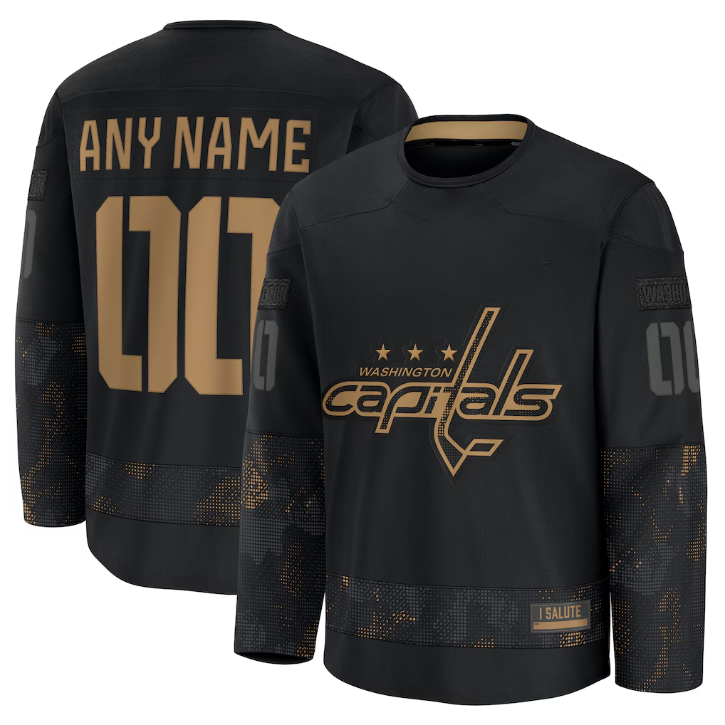 Vanessashop Custom W.Capitals Black 2024 Military Appreciation Practice Jerseys