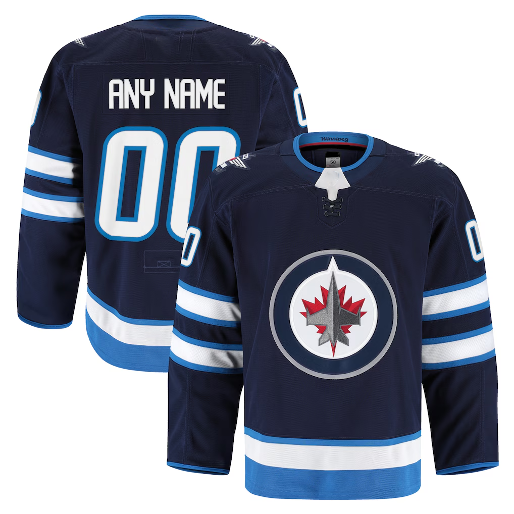 Vanessashop Custom W.Jets Navy Home Authentic Pro Jerseys