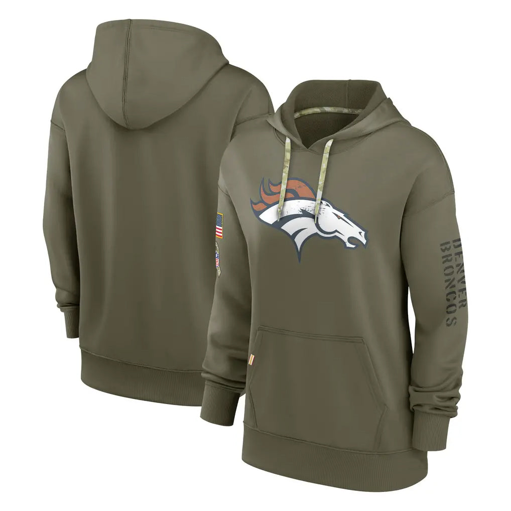 Vanessashop D.Broncos Olive Salute to Service Pullover Hoodies Limited Blank Player Stitched Jerseys