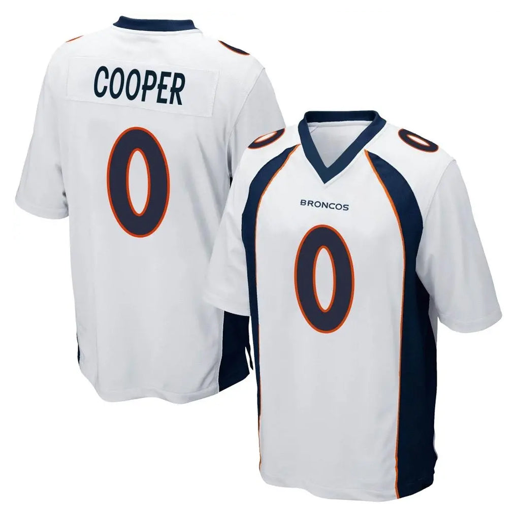 Vanessashop D.Broncos #0 Jonathon Cooper Player White Game Stitched Jerseys