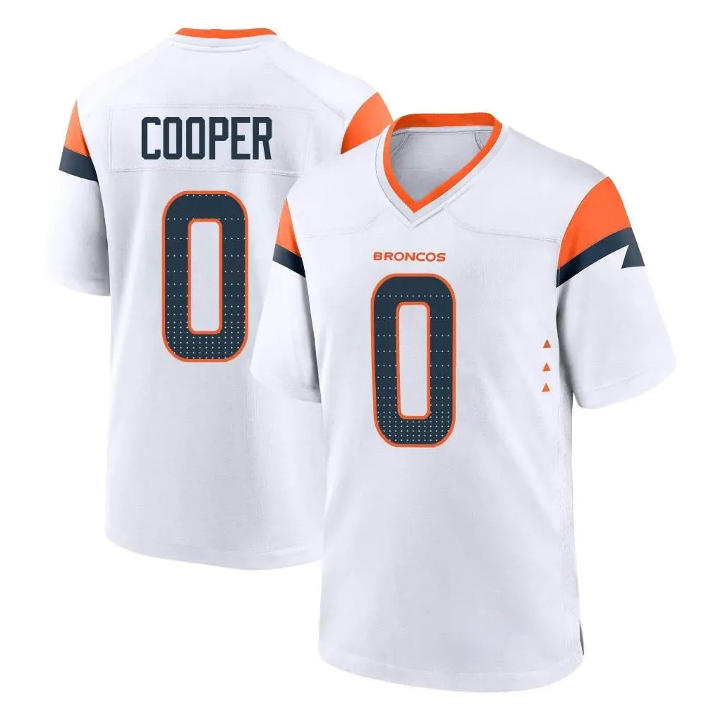 Vanessashop D.Broncos #0 Jonathon Cooper Player White Home Game Stitched Jerseys