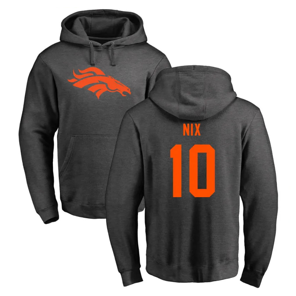 Vanessashop D.Broncos #10 Bo Nix Player Ash One Color Pullover Hoodie Limited Stitched Jerseys