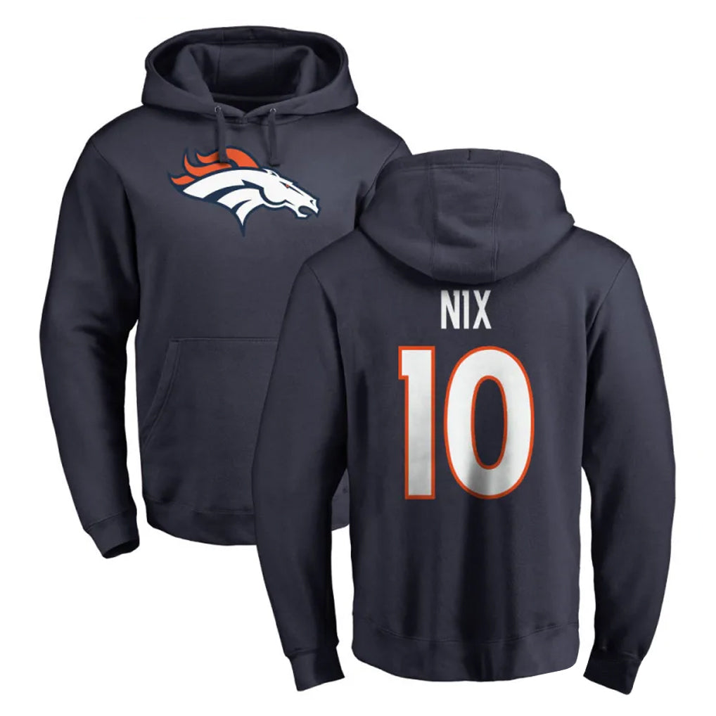 Vanessashop D.Broncos #10 Bo Nix Player Navy Pullover Hoodie Limited Stitched Jerseys