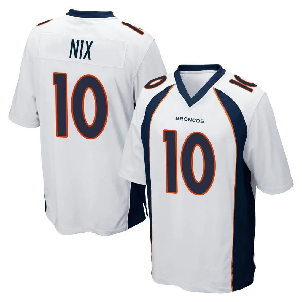 Vanessashop D.Broncos #10 Bo Nix Player White Game Stitched Jerseys