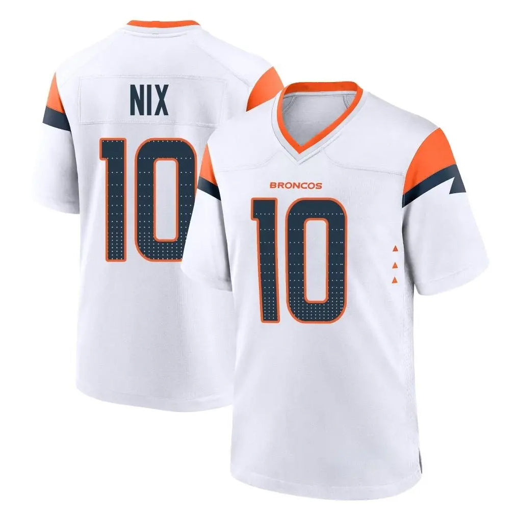 Vanessashop D.Broncos #10 Bo Nix Player White Home Game Stitched Jerseys