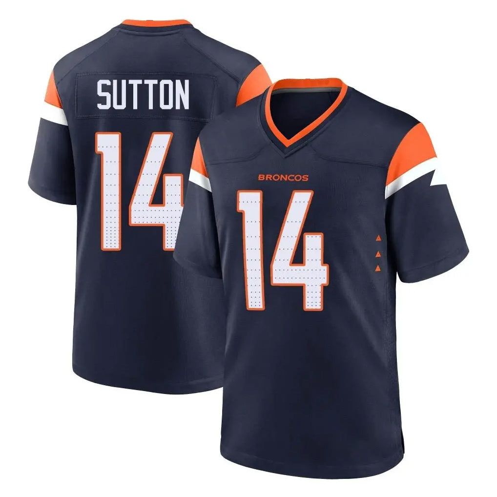 Vanessashop D.Broncos #14 Courtland Sutton Player Navy Home Game Stitched Jerseys