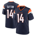 Vanessashop D.Broncos #14 Courtland Sutton Player Navy Home Game Stitched Jerseys
