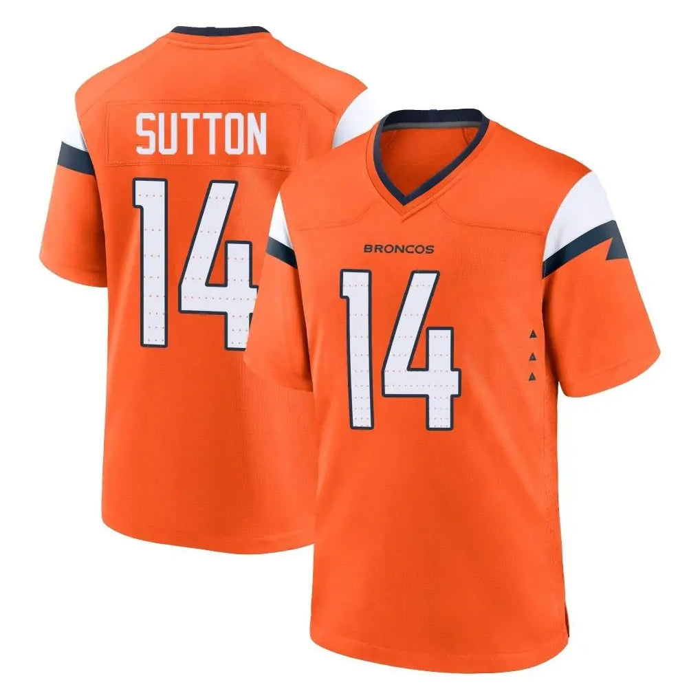 Vanessashop D.Broncos #14 Courtland Sutton Player Orange Home Game Stitched Jerseys