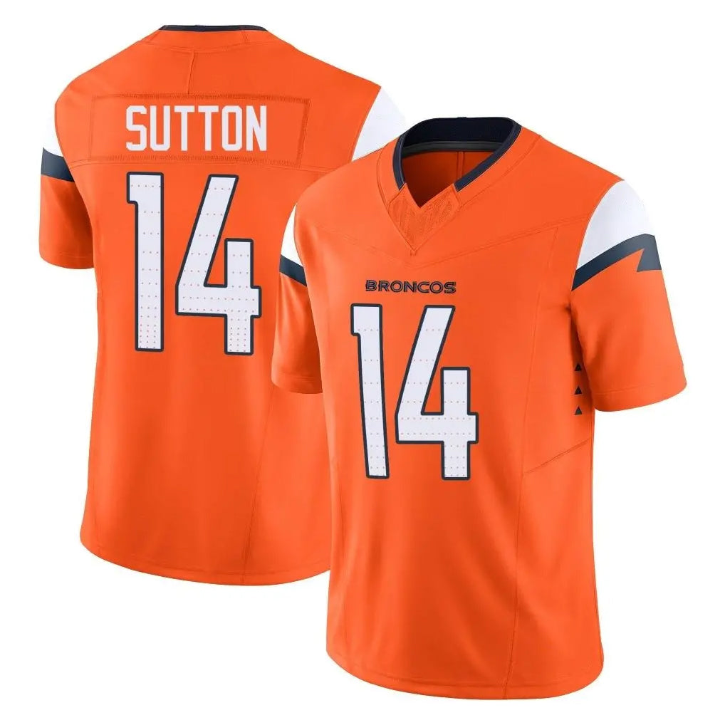 Vanessashop D.Broncos #14 Courtland Sutton Player Orange Vapor F.U.S.E. Limited Home Game Stitched Jerseys