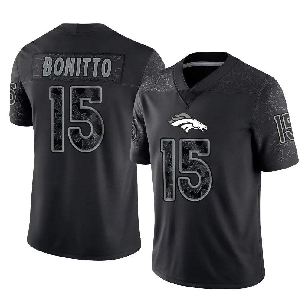 Vanessashop D.Broncos #15 Nik Bonitto Player Black Reflective Limited Stitched Jerseys