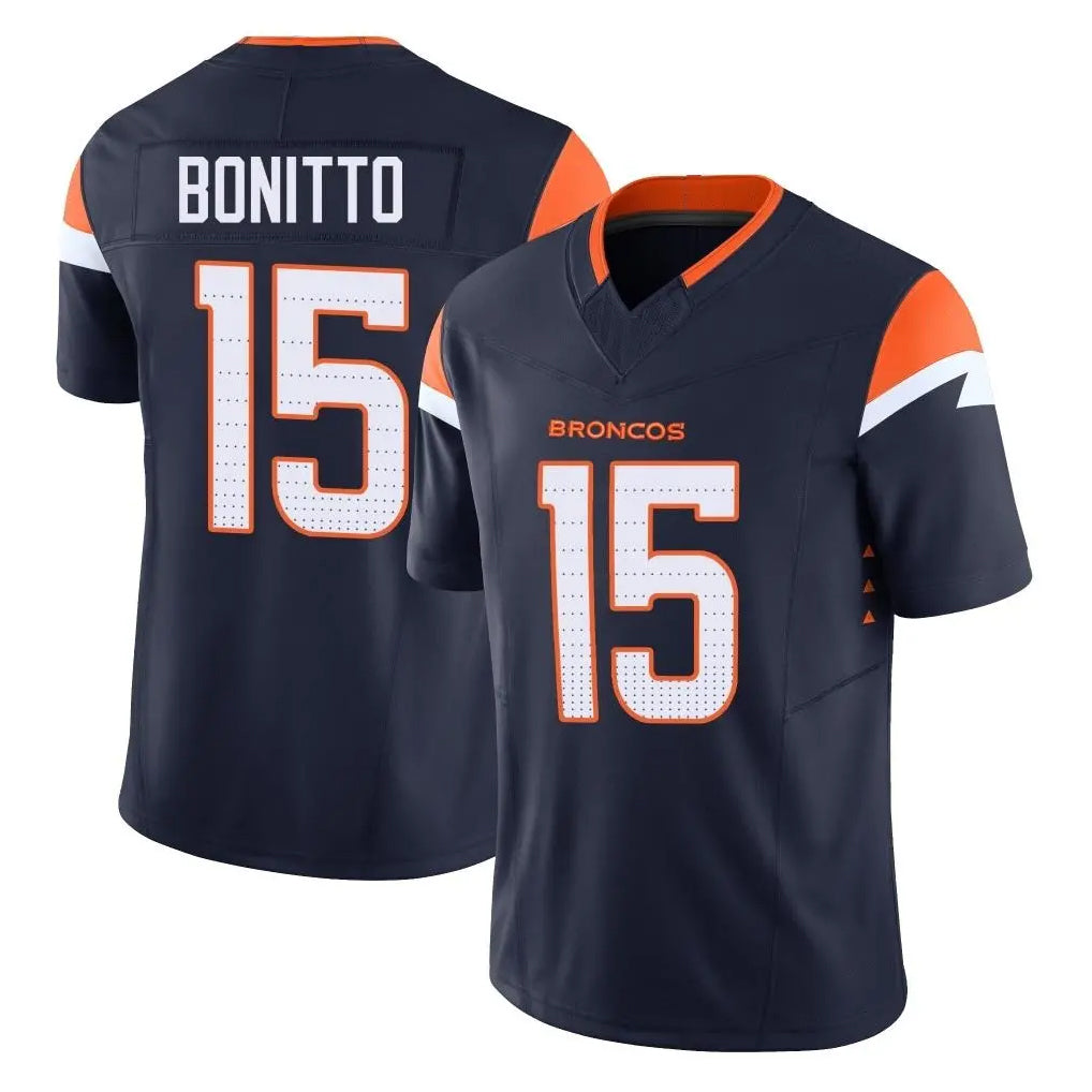 Vanessashop D.Broncos #15 Nik Bonitto Player Navy Limited Vapor F.U.S.E. Home Game Stitched Jerseys