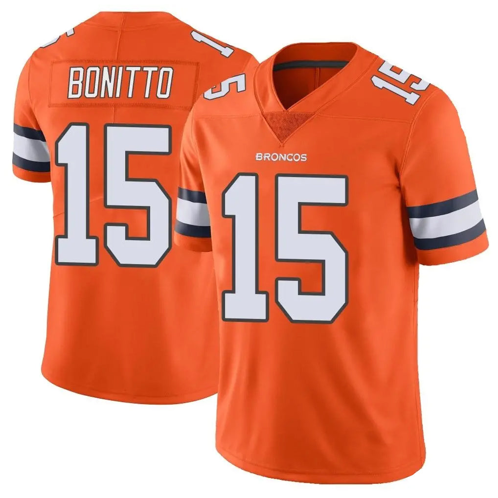 Vanessashop D.Broncos #15 Nik Bonitto Player Orange Vapor Untouchable Limited Home Game Stitched Jerseys