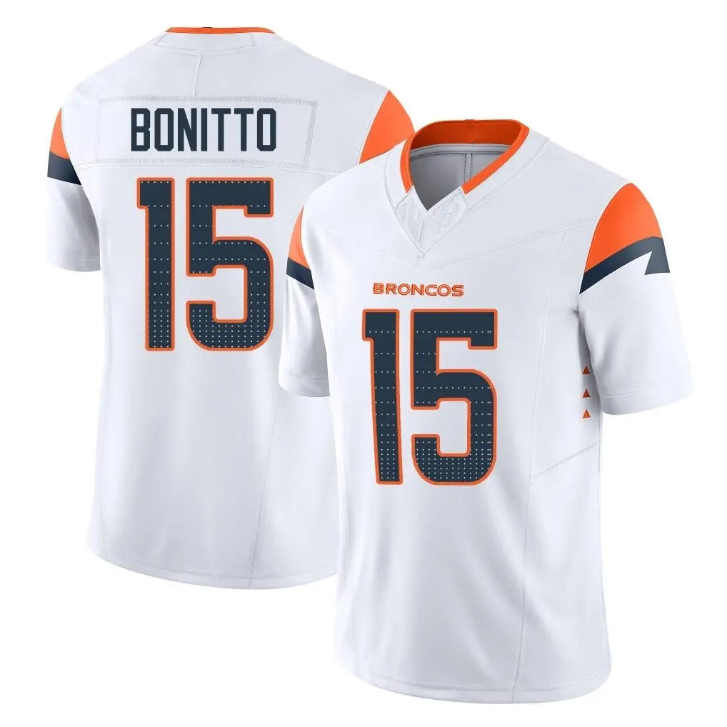 Vanessashop D.Broncos #15 Nik Bonitto Player White Limited Vapor F.U.S.E. Home Game Stitched Jerseys