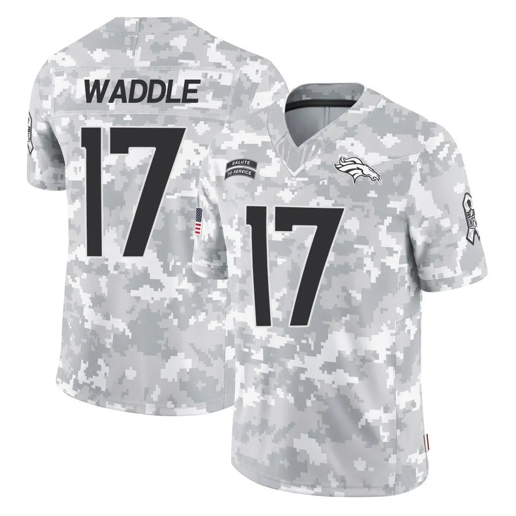 Vanessashop D.Broncos #17 Jaylen Waddle Player Arctic Camo Salute To Service Limited Stitched Jerseys