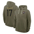 Vanessashop D.Broncos #17 Jaylen Waddle Player Olive Salute to Service Pullover Hoodies Limited Stitched Jerseys