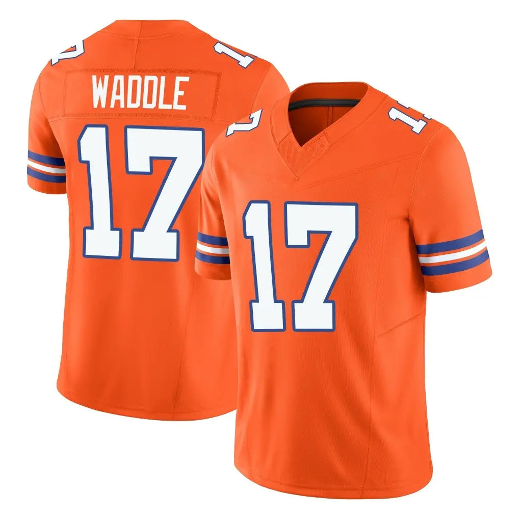 Vanessashop D.Broncos #17 Jaylen Waddle Player Orange Limited Alternate Vapor F.U.S.E. Throwback Game Stitched Jerseys