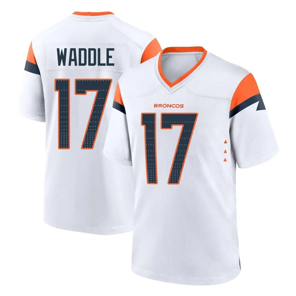 Vanessashop D.Broncos #17 Jaylen Waddle Player White Home Game Stitched Jerseys