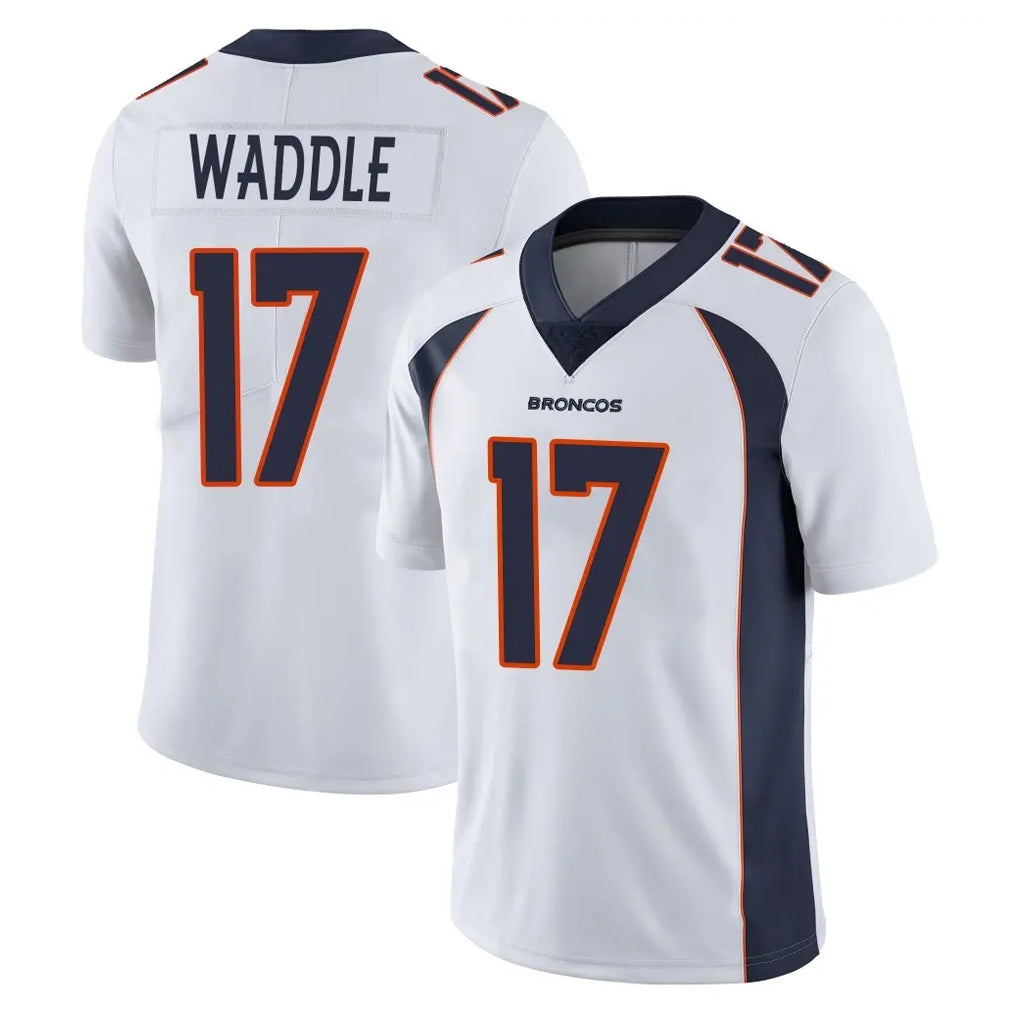 Vanessashop D.Broncos #17 Jaylen Waddle Player White Vapor Untouchable Limited Home Game Stitched Jerseys