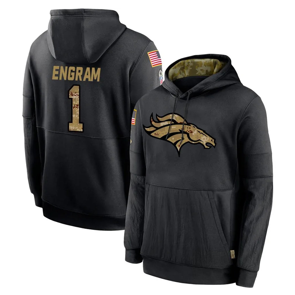 Vanessashop D.Broncos #1 Evan Engram Player Black Salute to Service Pullover Hoodies Limited Stitched Jerseys