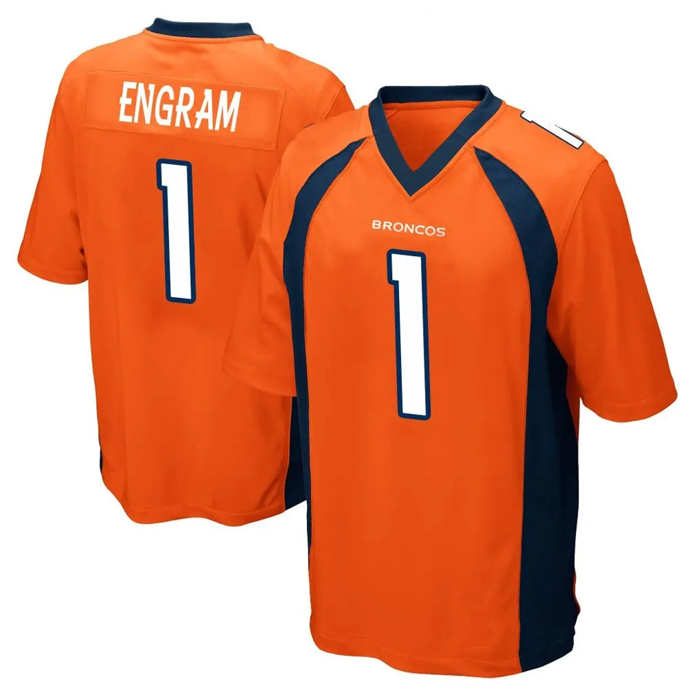 Vanessashop D.Broncos #1 Evan Engram Player Orange Color Home Game Stitched Jerseys