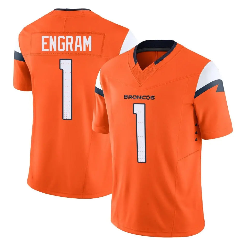 Vanessashop D.Broncos #1 Evan Engram Player Orange Vapor F.U.S.E. Limited Home Game Stitched Jerseys